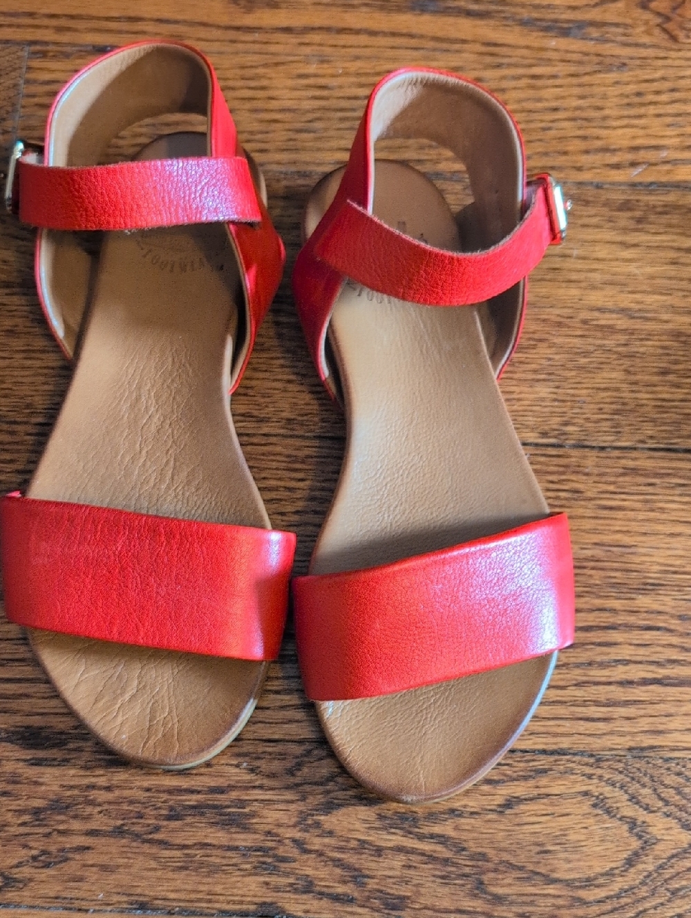 DNA couture Red Open-Toe Ankle-Strap Sandals